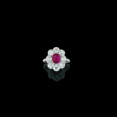 An old-cut brilliant ring with an untreated ruby c. 1.50 ct - Exquisite Jewels