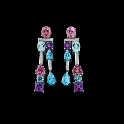 A pair of brilliant and gemstone ear clips - Gioielli scelti