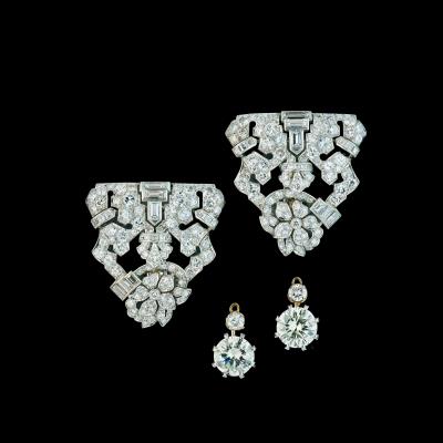 A pair of diamond ear pendants total weight c. 16 ct - Exkluzivní šperky