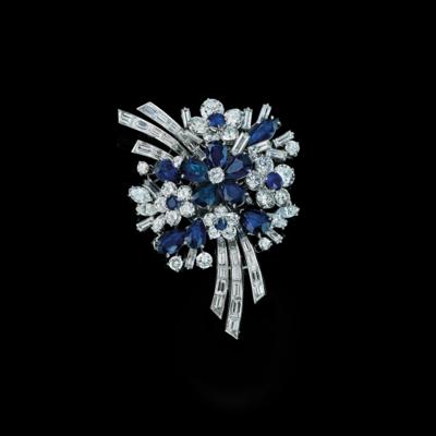 Diamant Saphirbrosche - Juwelen