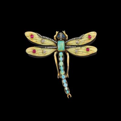 A Diamond and Opal Dragonfly Brooch - Gioielli scelti