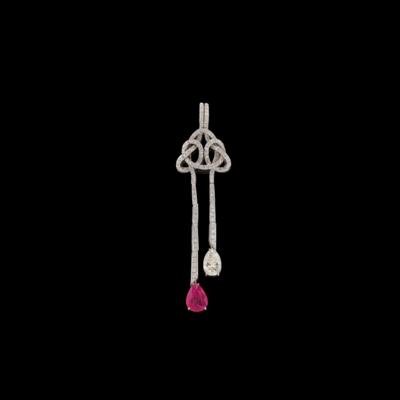 A Diamond and Ruby Pendant - Exquisite Jewels