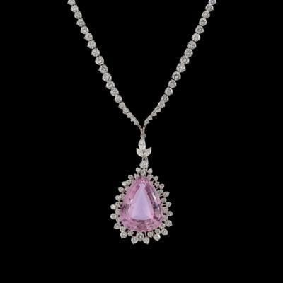 Diamantcollier mit Kunzit ca.34 ct - Juwelen