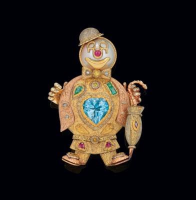 A brilliant and coloured stone clown pendant - Exkluzivní šperky