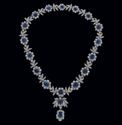 A diamond necklace with untreated sapphires total weight c. 35 ct, by Chantecler - Gioielli scelti