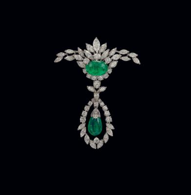 A diamond and emerald brooch - Exkluzivní šperky