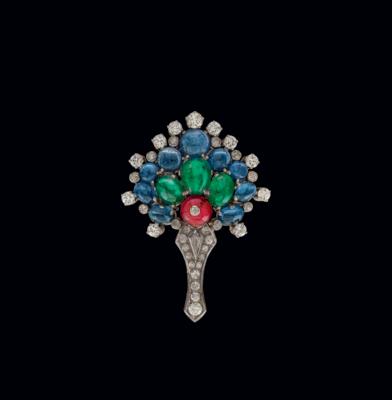 A diamond and coloured stone brooch by Erwin Paltscho - Gioielli scelti
