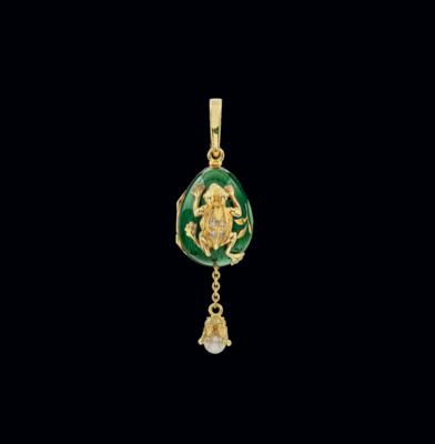 A brilliant frog prince egg pendant, Fabergé by Victor Mayer - Exquisite Jewels