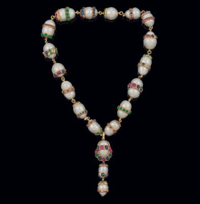 A coloured stone and cultured pearl necklace by Moroni - Exkluzivní šperky