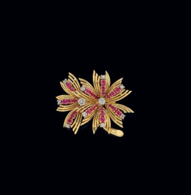 A brilliant and ruby brooch by Van Cleef & Arpels - Exquisite Jewels