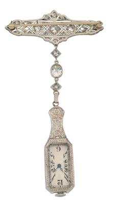 An old-cut diamond pendant watch with brooch element total weight ca.3 ct - Wrist and Pocket Watches