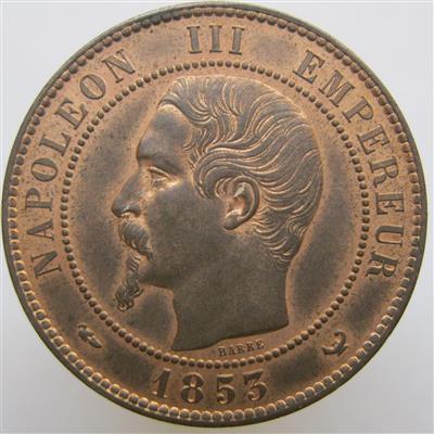 Frankreich, Napoleon III. 1852-1870 - Mince, medaile a papírové peníze