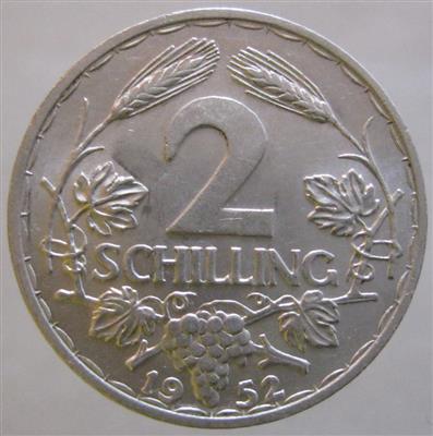2 Schilling 1952 Wien, =2,81 g=, (kl. Kr.) III/III+ - Coins, medals and paper money