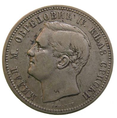 Milan I. Obrenovic - Münzen, Medaillen und Papiergeld