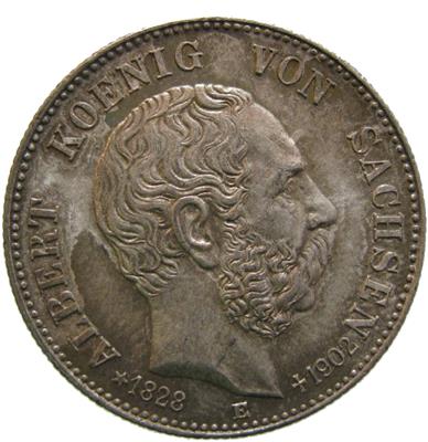 Sachsen, Albert 1873-1902 - Mince, medaile a papírové peníze