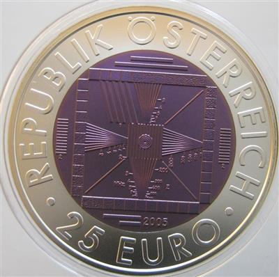 Niob 25 Euro 2005 Fernsehen und 100 ATS Titan/ Silber und Silber - Coins, medals and paper money