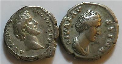 Antoninus Pius und Faustina I. 138-161 (2 Stk. AR) - Coins