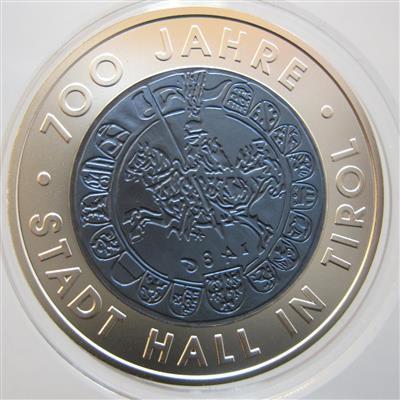 Bimetall Niobmünze 700 J. Stadt Hall in Tirol - Coins and medals