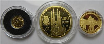 Euro- Gedenkmünzen (3 Stk.) GOLD - Münzen und Medaillen