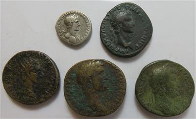 Römische Kaiserzeit, Adoptivkaiser (5 Stk., davon 1AR) - Monete e medaglie