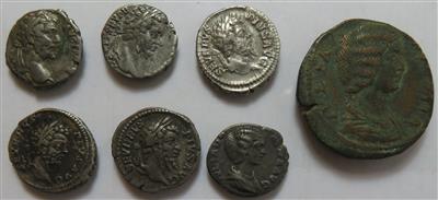 Septimius Severus und Julia Domna 193-211 (7 Stk., davon 6AR) - Coins and medals