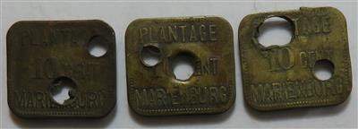 SURINAME Plantage Marienburg 1880/1890 (3 Stk. AE Marken) - Coins and medals