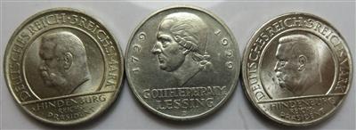 Weimarer Republik (3 Stk. AR) - Münzen und Medaillen
