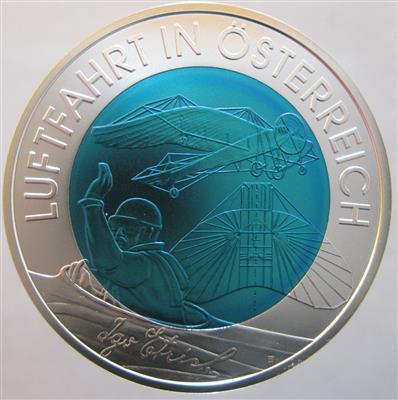 Bimetall Niobmünze Österreichische Luftfahrt - Coins and medals