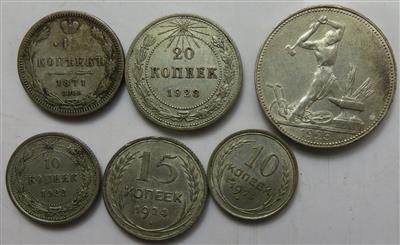 Russland (ca. 19 Stück, davon 7 AR) - Monete e medaglie