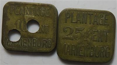 Suriname Plantage Marienburg 1880/1890 (2 Stück AE) - Monete e medaglie