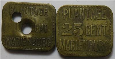 Suriname Plantage Marienburg 1880/1890 (2 Stück AE) - Mince a medaile