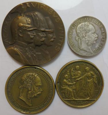 Franz Josef I. (4 Stück, davon 1 AR) - Coins and medals