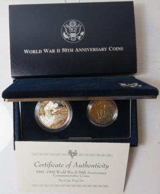 U. S. A.- 2 Münzensätze (5 AR +5 K-N) - Coins and medals