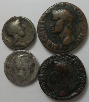 Römische Republik und julisch-claudische Dynastie (4Stk., davon 2 AR) - Monete e medaglie