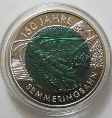 Bimetall Niobmünzen 150 Jahre Semmeringbahn - Monete e medaglie
