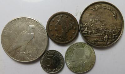 International (ca. 27 Stk., davon ca. 20 AR, dazu Papiergeld 5x) - Coins and medals