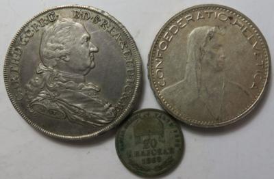 International (ca. 33 Stk., davon ca. 25 AR/BIL) - Coins and medals