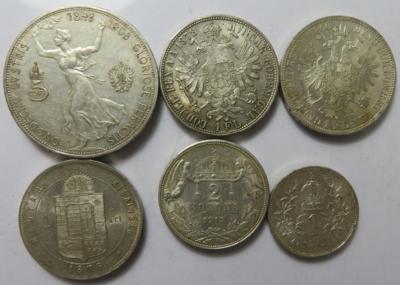 Österreich, meist Franz Josef I. (ca. 74 Stk. AR, dazu 3 Banknoten) - Monete e medaglie
