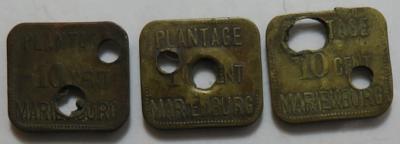 SURINAME Plantage Marienburg 1880/1890 (3 Stk. AE Marken) - Münzen und Medaillen