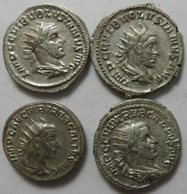 Trebonianus Gallus und Volusianus 251-253 (4 Stk. AR/BIL) - Monete e medaglie