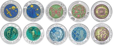 Bimetall Niobmünzen (5 Stk.) - Münzen und Medaillen