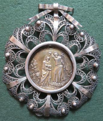 Firmmedaille un silberner Filigranfassung - Mince a medaile