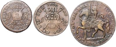 Irland, Bürgerkrieg 1689-1691 "Gun Money" - Coins and medals
