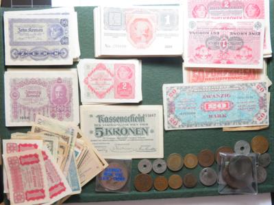 Münzen und Papiergeld (ca. 26Stk., davon 8 AR, dazu ca. 260Stk. Banknoten) - Coins and medals