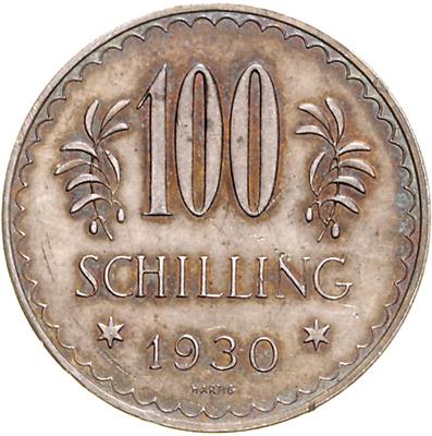 AR Probeabschlag des 100 Schilling 1930, =17,88 g,  glatter Rand, sehr selten=, (Kr.) II- - Coins, medals and paper money