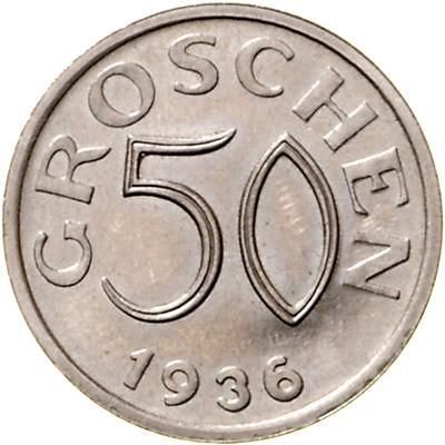 (3 Stk.) 50 Groschen 1934 "Nachtschilling", 1935, 1936 Erstabschlag/PP - Coins, medals and paper money