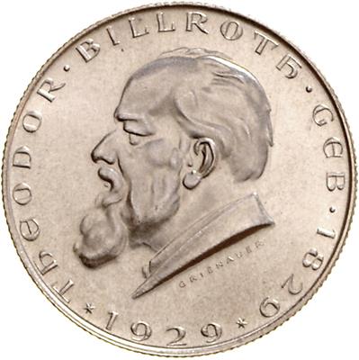 2 Schilling 1929 Theodor Billroth, =12,00 g= Erstabschlag/PP - Coins, medals and paper money