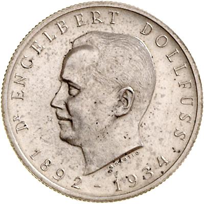 2 Schilling 1934 einseitige Probe Engelbert Dollfuss , Med. Hartig, =11,96 g,  Kopf nach links=, (l. fleckig)II - Coins, medals and paper money