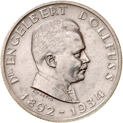 2 Schilling 1934 einseitige Probe Engelbert Dollfuss , Med. Hartig, =11,98 g,  Kopf nach rechts= II - Münzen, Medaillen und Papiergeld