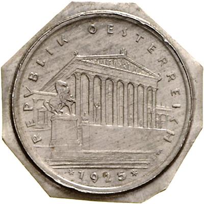 einseitige achteckige SN Abschläge zu 1 Schilling 1925,=5,44 g,  4,62 g= II/I - Coins, medals and paper money